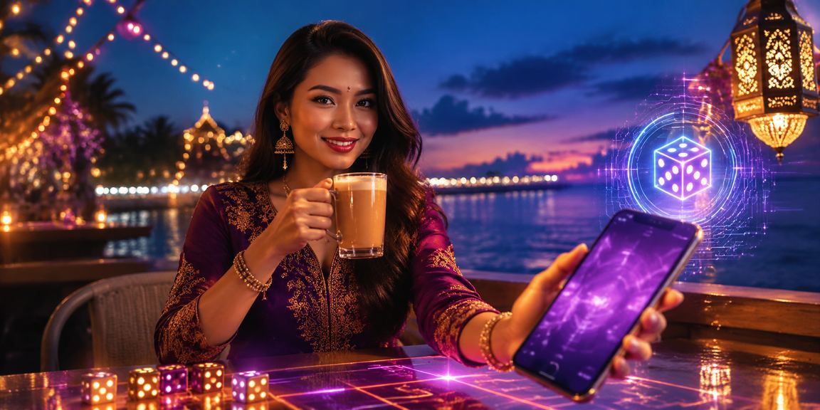 Pemain Malaysia bermain permainan dadu dalam talian dengan paparan odds yang jelas di skrin